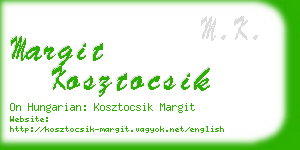 margit kosztocsik business card